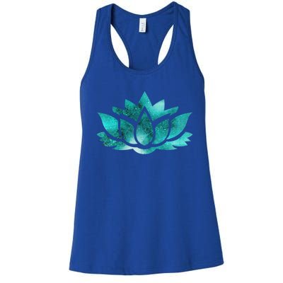 Lotus Flower Yoga Spiritual Dreamy Teal Colorful Gift Women's Racerback Tank