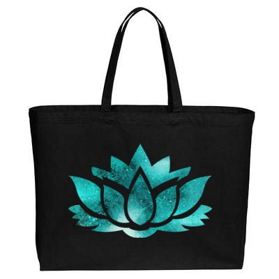 Lotus Flower Yoga Spiritual Dreamy Teal Colorful Gift Cotton Canvas Jumbo Tote