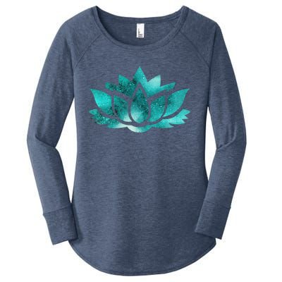 Lotus Flower Yoga Spiritual Dreamy Teal Colorful Gift Women's Perfect Tri Tunic Long Sleeve Shirt