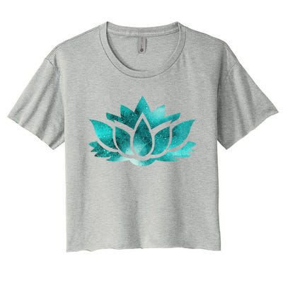 Lotus Flower Yoga Spiritual Dreamy Teal Colorful Gift Women's Crop Top Tee