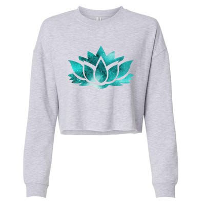 Lotus Flower Yoga Spiritual Dreamy Teal Colorful Gift Cropped Pullover Crew