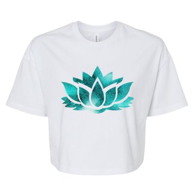 Lotus Flower Yoga Spiritual Dreamy Teal Colorful Gift Bella+Canvas Jersey Crop Tee