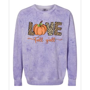 Love Fall Y'all Leopard Print Pumpkin Thanksgiving Colorblast Crewneck Sweatshirt