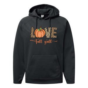 Love Fall Y'all Leopard Print Pumpkin Thanksgiving Performance Fleece Hoodie