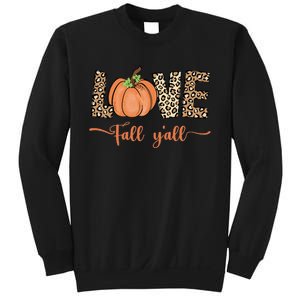 Love Fall Y'all Leopard Print Pumpkin Thanksgiving Sweatshirt