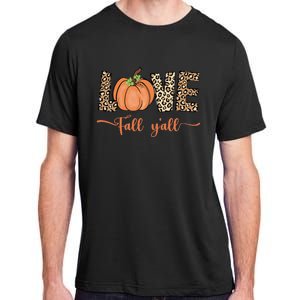 Love Fall Y'all Leopard Print Pumpkin Thanksgiving Adult ChromaSoft Performance T-Shirt