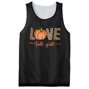 Love Fall Y'all Leopard Print Pumpkin Thanksgiving Mesh Reversible Basketball Jersey Tank