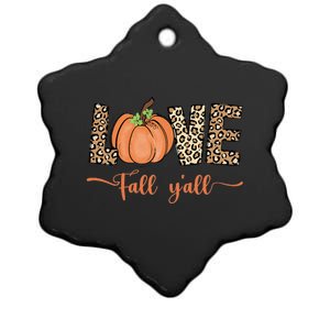 Love Fall Y'all Leopard Print Pumpkin Thanksgiving Ceramic Star Ornament