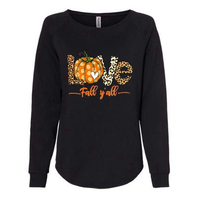 Love Fall Y'All Leopard Pumpkin Fall Womens California Wash Sweatshirt