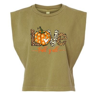 Love Fall Y'All Leopard Pumpkin Fall Garment-Dyed Women's Muscle Tee