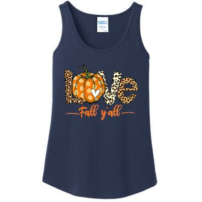 Love Fall Y'All Leopard Pumpkin Fall Ladies Essential Tank