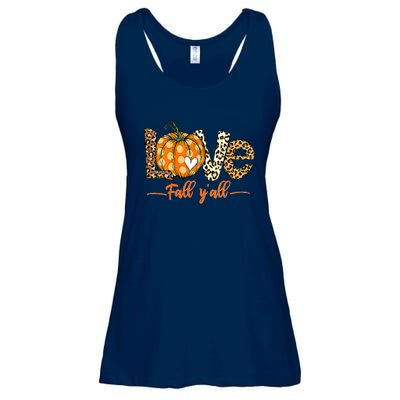 Love Fall Y'All Leopard Pumpkin Fall Ladies Essential Flowy Tank