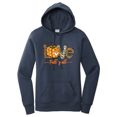 Love Fall Y'All Leopard Pumpkin Fall Women's Pullover Hoodie