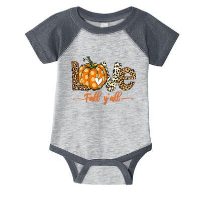 Love Fall Y'All Leopard Pumpkin Fall Infant Baby Jersey Bodysuit