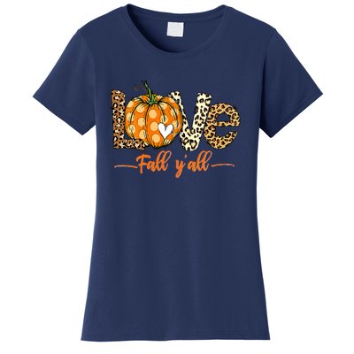 Love Fall Y'All Leopard Pumpkin Fall Women's T-Shirt