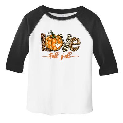 Love Fall Y'All Leopard Pumpkin Fall Toddler Fine Jersey T-Shirt