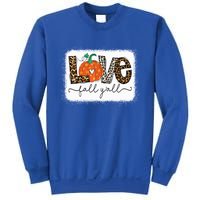 Love Fall Yall Autumn Season Leopard Print Pumpkin Plaid Cute Gift Sweatshirt