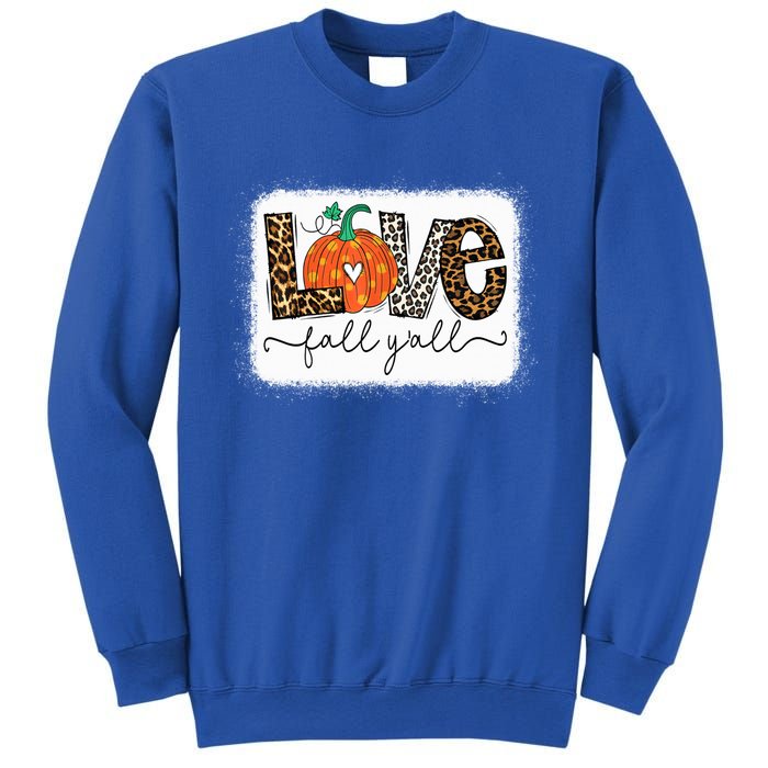 Love Fall Yall Autumn Season Leopard Print Pumpkin Plaid Cute Gift Sweatshirt