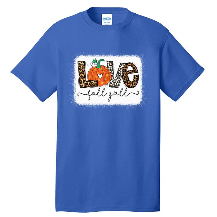 Love Fall Yall Autumn Season Leopard Print Pumpkin Plaid Cute Gift Tall T-Shirt