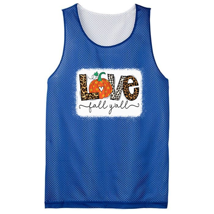 Love Fall Yall Autumn Season Leopard Print Pumpkin Plaid Cute Gift Mesh Reversible Basketball Jersey Tank