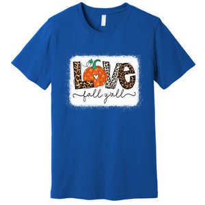 Love Fall Yall Autumn Season Leopard Print Pumpkin Plaid Cute Gift Premium T-Shirt