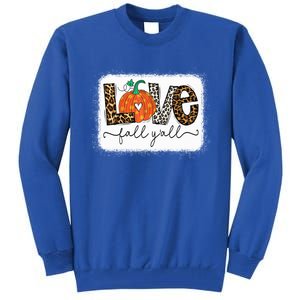 Love Fall Yall Autumn Season Leopard Print Pumpkin Plaid Cute Gift Tall Sweatshirt