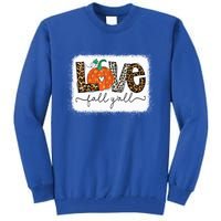 Love Fall Yall Autumn Season Leopard Print Pumpkin Plaid Cute Gift Tall Sweatshirt