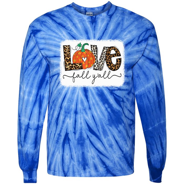 Love Fall Yall Autumn Season Leopard Print Pumpkin Plaid Cute Gift Tie-Dye Long Sleeve Shirt