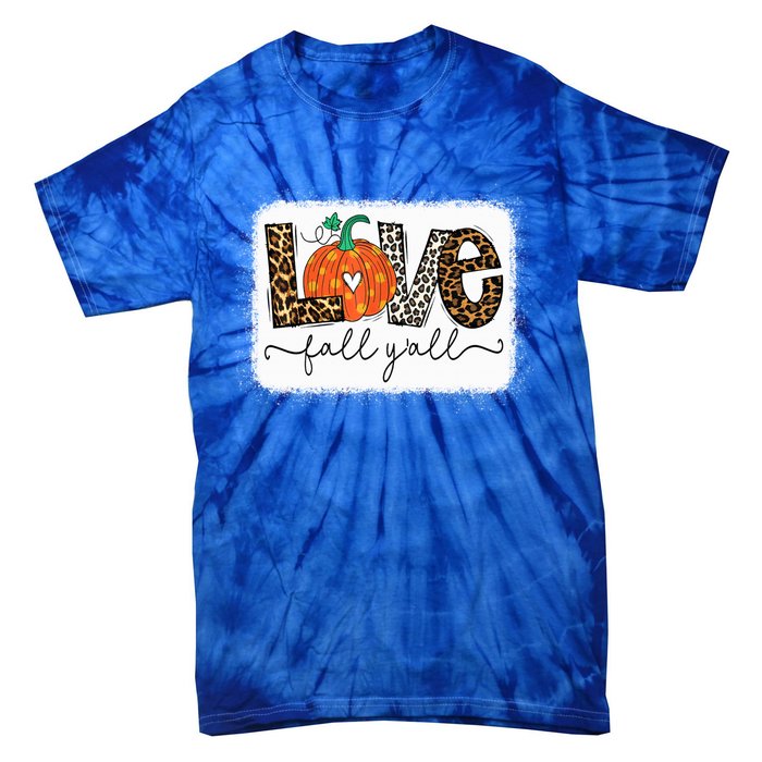 Love Fall Yall Autumn Season Leopard Print Pumpkin Plaid Cute Gift Tie-Dye T-Shirt