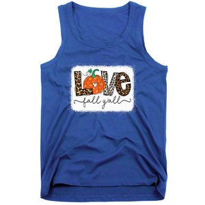 Love Fall Yall Autumn Season Leopard Print Pumpkin Plaid Cute Gift Tank Top