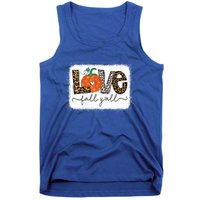 Love Fall Yall Autumn Season Leopard Print Pumpkin Plaid Cute Gift Tank Top