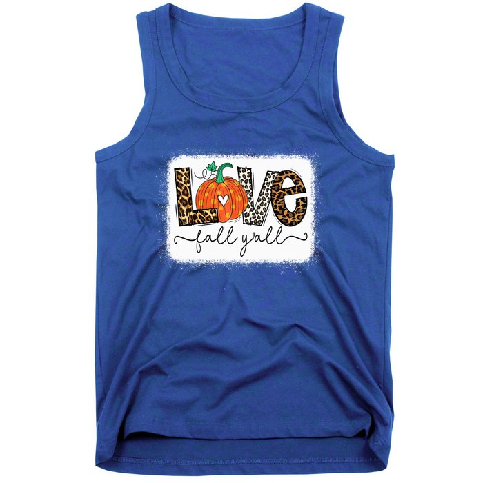 Love Fall Yall Autumn Season Leopard Print Pumpkin Plaid Cute Gift Tank Top