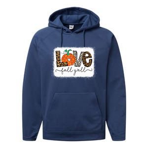 Love Fall Yall Autumn Season Leopard Print Pumpkin Plaid Cute Gift Performance Fleece Hoodie