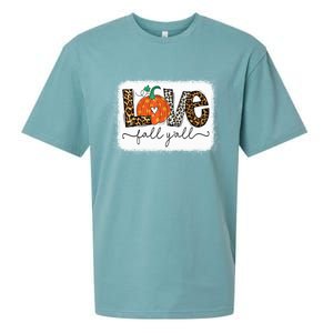 Love Fall Yall Autumn Season Leopard Print Pumpkin Plaid Cute Gift Sueded Cloud Jersey T-Shirt