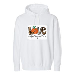 Love Fall Yall Autumn Season Leopard Print Pumpkin Plaid Cute Gift Garment-Dyed Fleece Hoodie