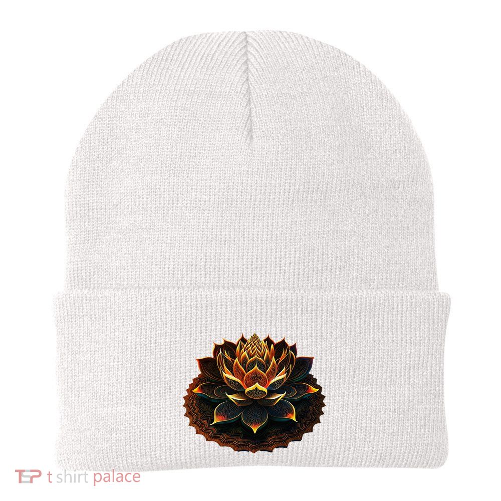 Lotus Flower Yoga Zen Bohemian Namaste Meditation Knit Cap Winter Beanie