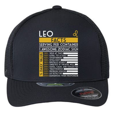 Leo Facts Zodiac Horoscope Funny Astrology Star Sign Flexfit Unipanel Trucker Cap