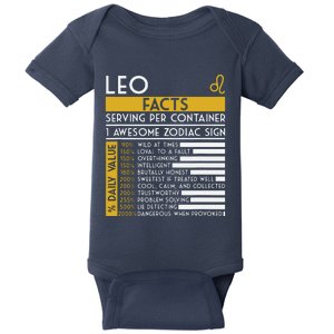 Leo Facts Zodiac Horoscope Funny Astrology Star Sign Baby Bodysuit