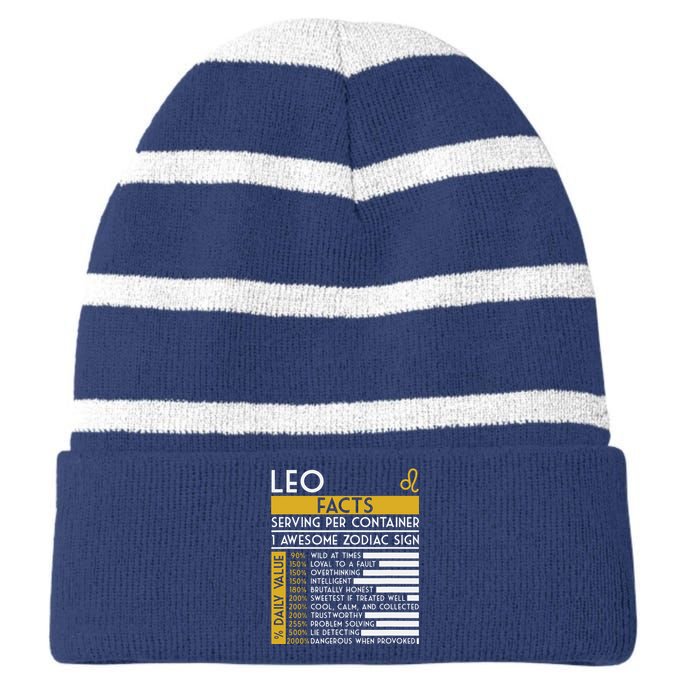 Leo Facts Zodiac Horoscope Funny Astrology Star Sign Striped Beanie with Solid Band