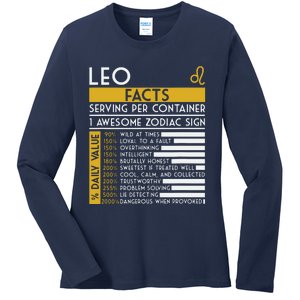 Leo Facts Zodiac Horoscope Funny Astrology Star Sign Ladies Long Sleeve Shirt