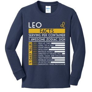 Leo Facts Zodiac Horoscope Funny Astrology Star Sign Kids Long Sleeve Shirt