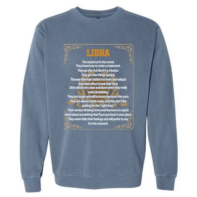 Libra Facts Zodiac Sign Awesome Horoscope Birthday Astrology Great Gift Garment-Dyed Sweatshirt