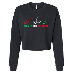  Life Freedom Zan Zendegi Azadi Farsi calligraphy Cropped Pullover Crew