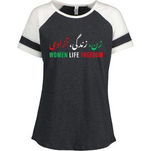  Life Freedom Zan Zendegi Azadi Farsi calligraphy Enza Ladies Jersey Colorblock Tee