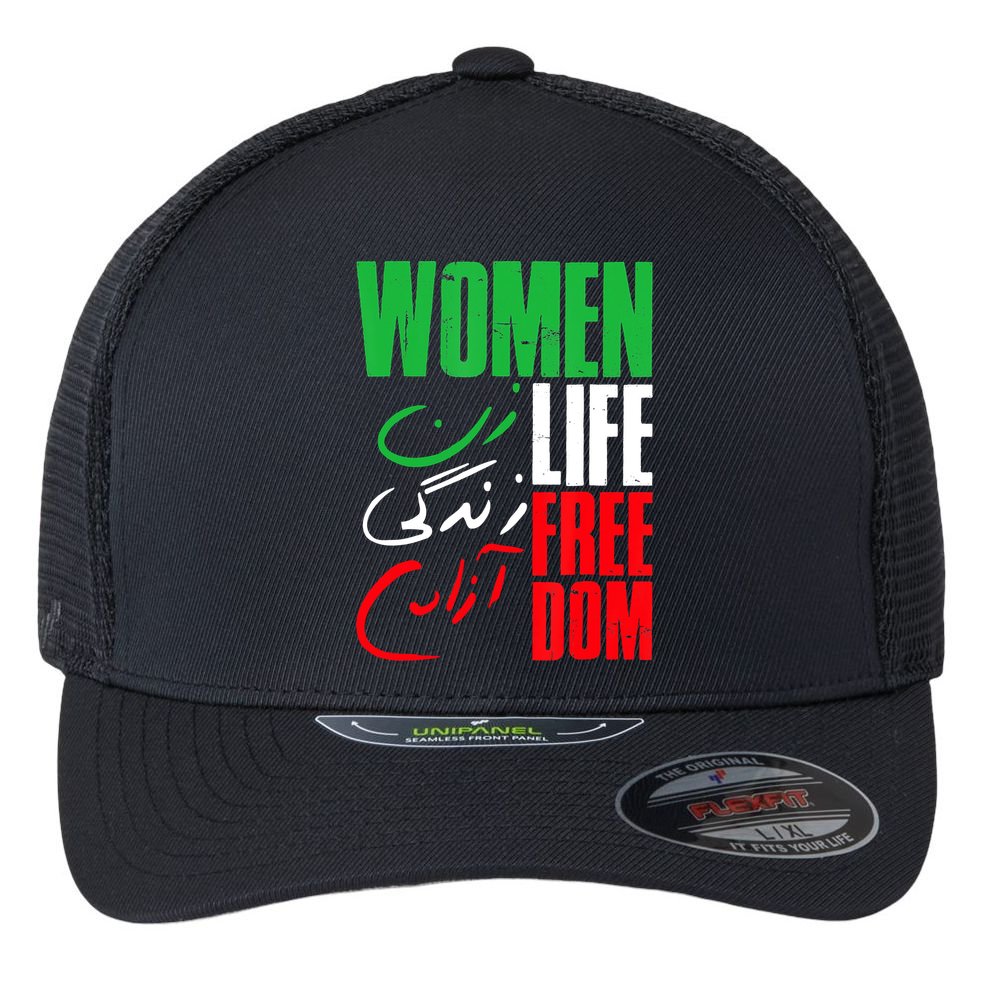  Life Freedom Zan Zendegi Azadi Farsi Support Iran Flexfit Unipanel Trucker Cap