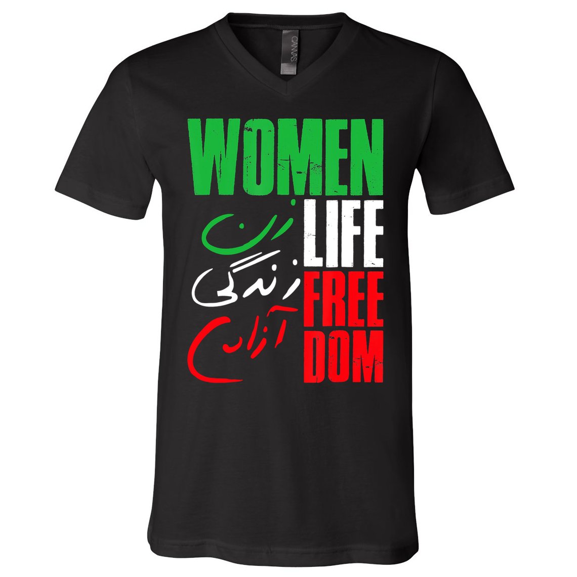  Life Freedom Zan Zendegi Azadi Farsi Support Iran V-Neck T-Shirt