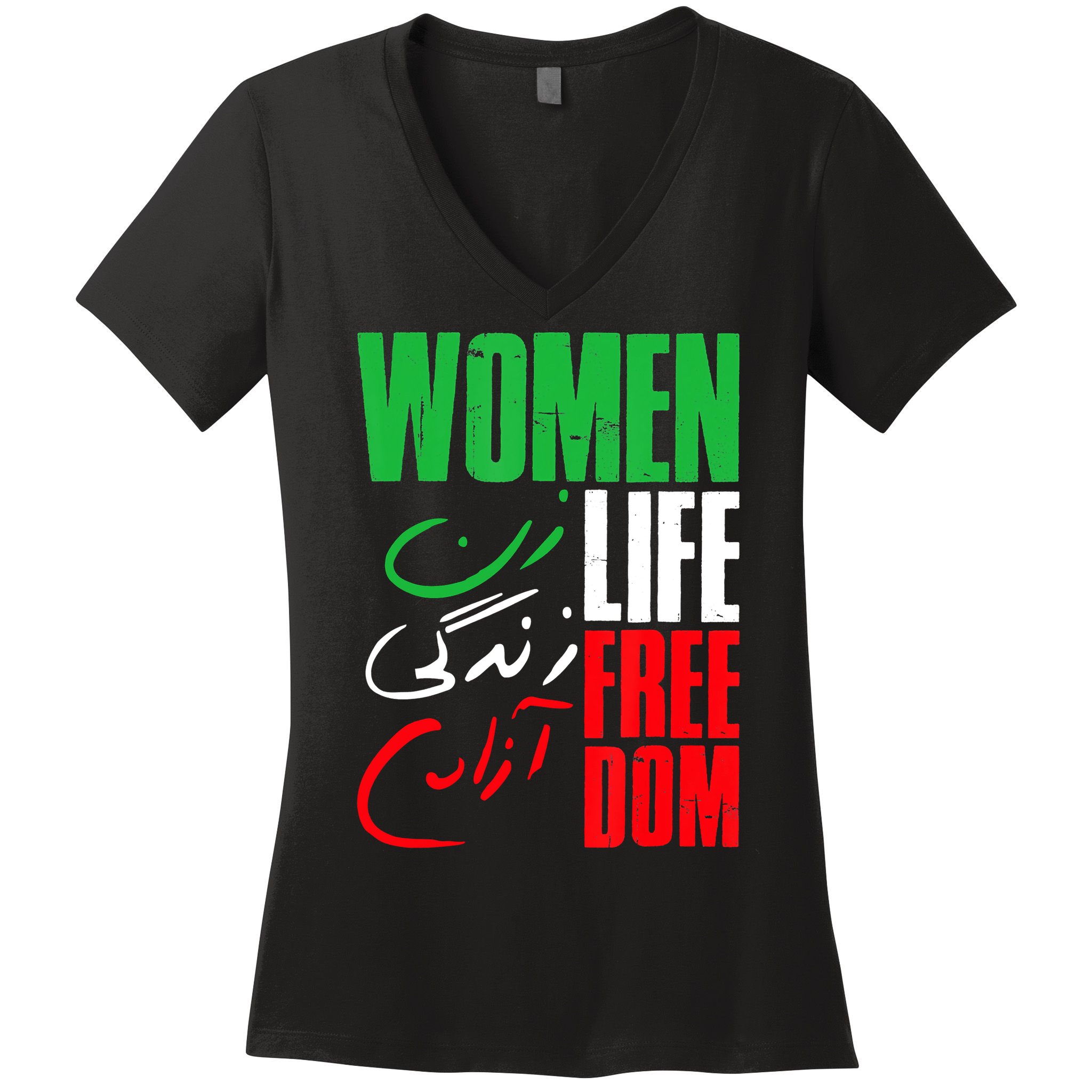  Life Freedom Zan Zendegi Azadi Farsi Support Iran Women's V-Neck T-Shirt