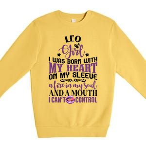 Leo Funny Zodiac Sign Graphic Gift Premium Crewneck Sweatshirt