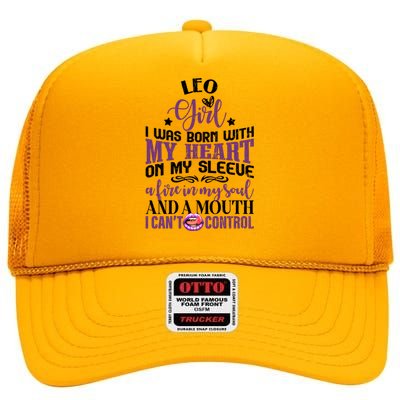 Leo Funny Zodiac Sign Graphic Gift High Crown Mesh Back Trucker Hat