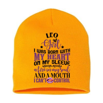 Leo Funny Zodiac Sign Graphic Gift Short Acrylic Beanie